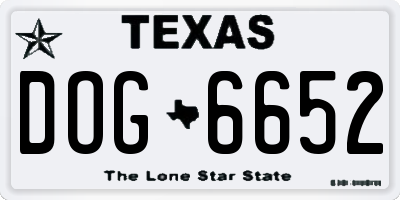 TX license plate DOG6652