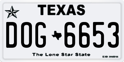 TX license plate DOG6653