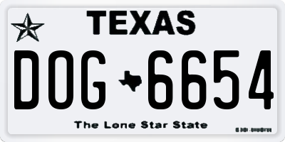 TX license plate DOG6654