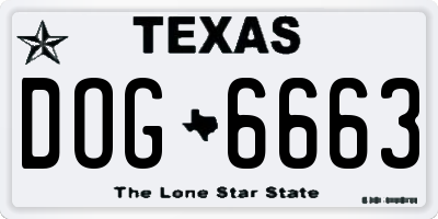 TX license plate DOG6663