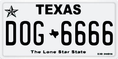 TX license plate DOG6666
