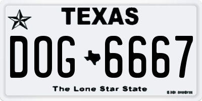 TX license plate DOG6667