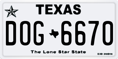 TX license plate DOG6670