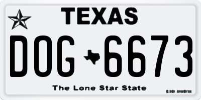 TX license plate DOG6673
