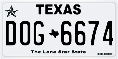 TX license plate DOG6674