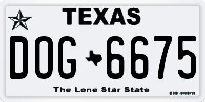 TX license plate DOG6675