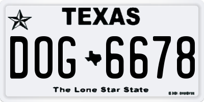 TX license plate DOG6678