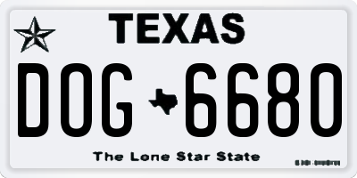 TX license plate DOG6680