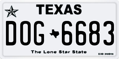 TX license plate DOG6683