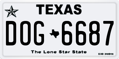 TX license plate DOG6687