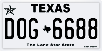 TX license plate DOG6688
