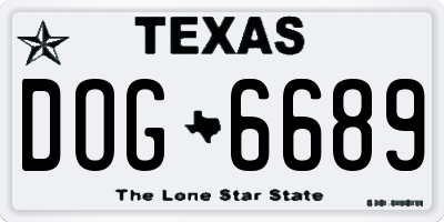 TX license plate DOG6689