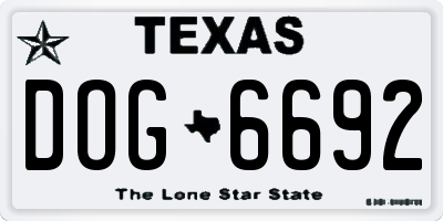 TX license plate DOG6692
