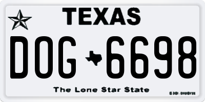 TX license plate DOG6698