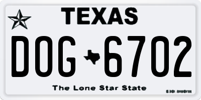 TX license plate DOG6702