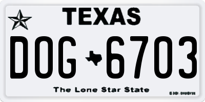 TX license plate DOG6703