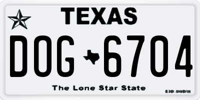 TX license plate DOG6704