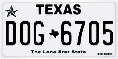 TX license plate DOG6705