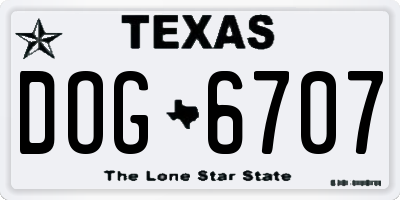 TX license plate DOG6707