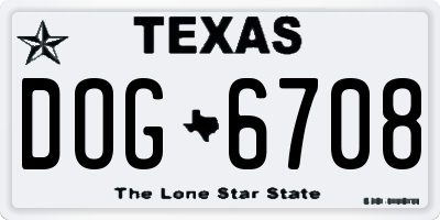 TX license plate DOG6708