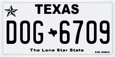 TX license plate DOG6709