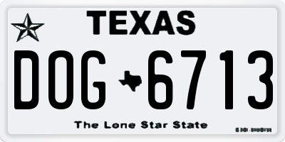 TX license plate DOG6713