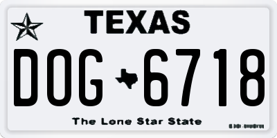 TX license plate DOG6718