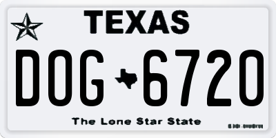 TX license plate DOG6720