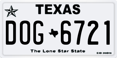 TX license plate DOG6721