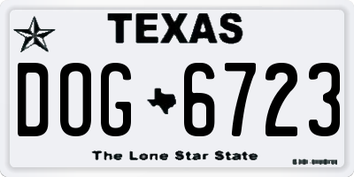 TX license plate DOG6723