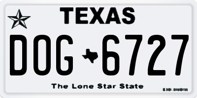 TX license plate DOG6727