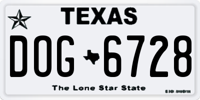 TX license plate DOG6728