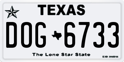 TX license plate DOG6733