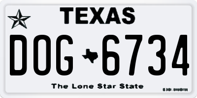 TX license plate DOG6734