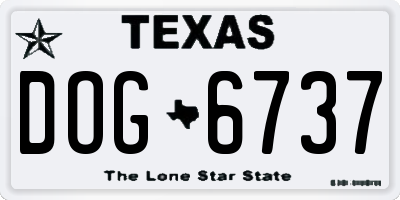 TX license plate DOG6737