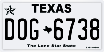 TX license plate DOG6738