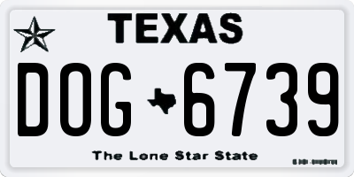 TX license plate DOG6739