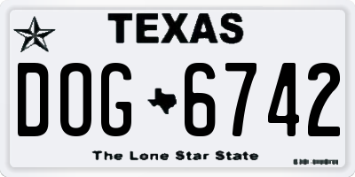 TX license plate DOG6742