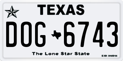 TX license plate DOG6743