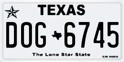 TX license plate DOG6745