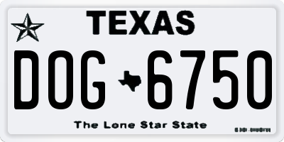 TX license plate DOG6750