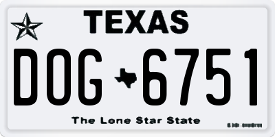 TX license plate DOG6751