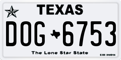 TX license plate DOG6753