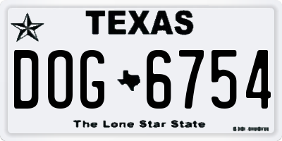 TX license plate DOG6754