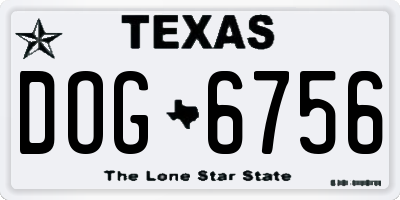 TX license plate DOG6756