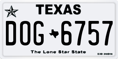 TX license plate DOG6757
