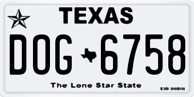 TX license plate DOG6758