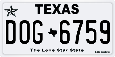 TX license plate DOG6759