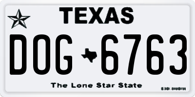TX license plate DOG6763