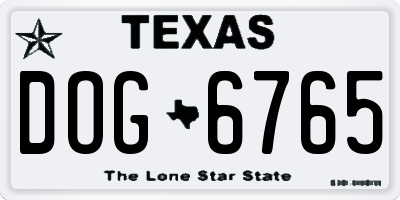 TX license plate DOG6765